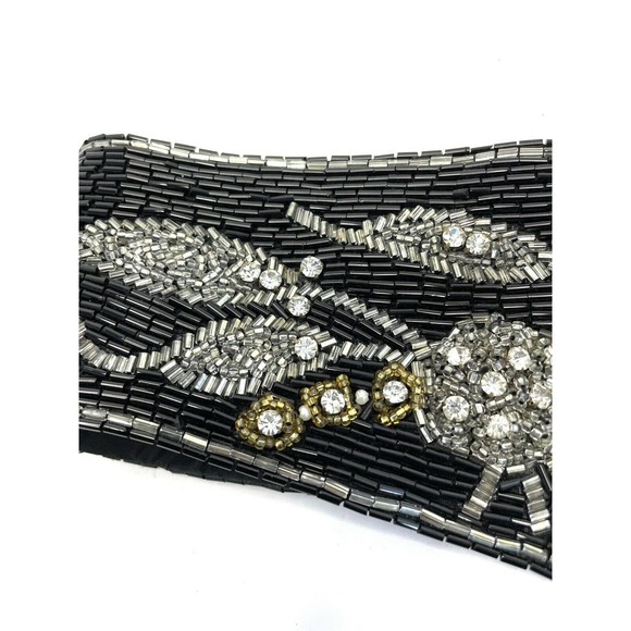 Vintage Jeromes Black Beaded Embellished Statement Belt Size 26 - Picture 4 of 9